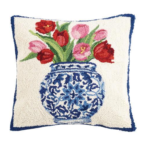 Tulips in Chinoiserie Vase Hook Pillow