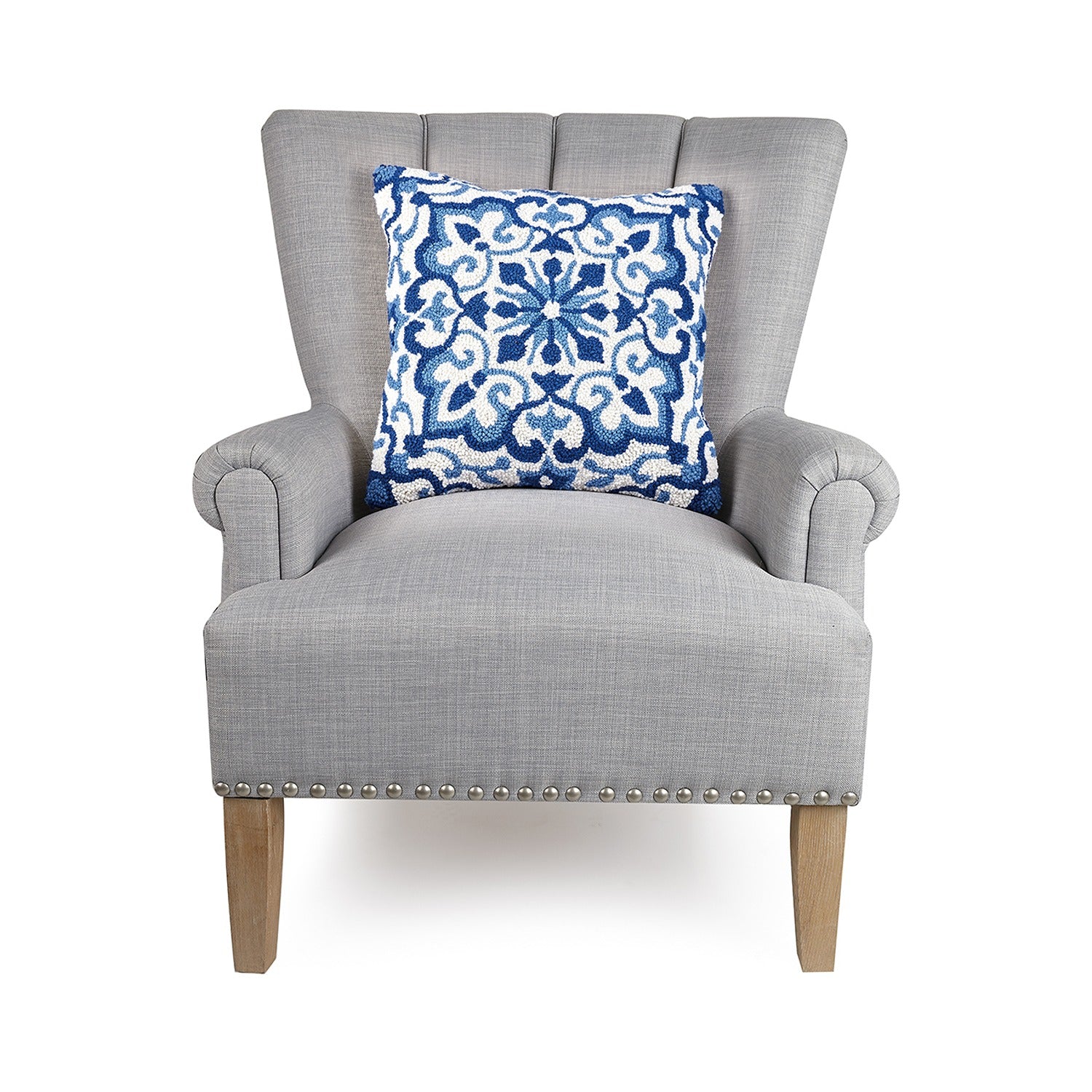 Blue Medallion Hook Pillow
