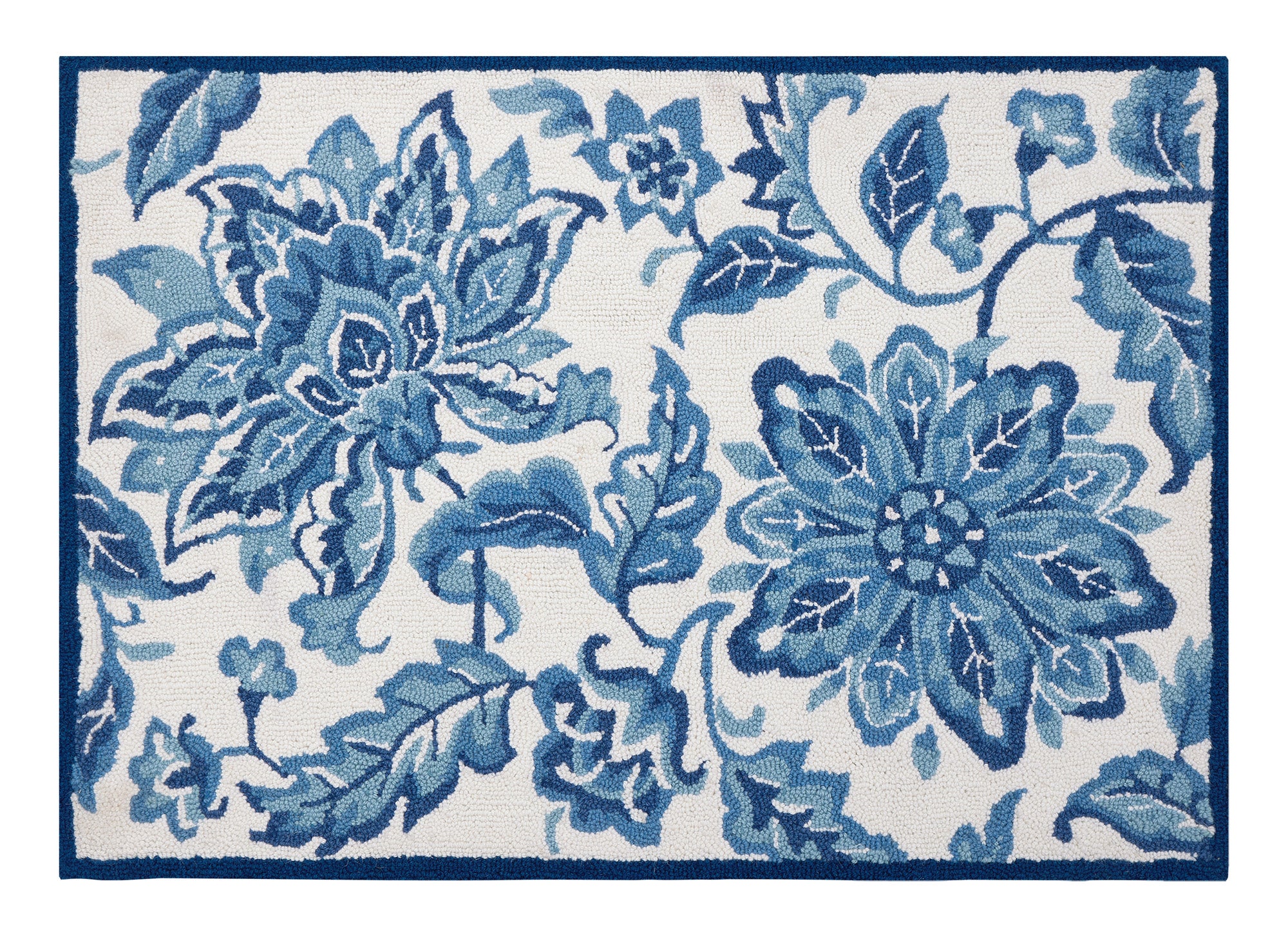 Blue Jacobean Hook Rug