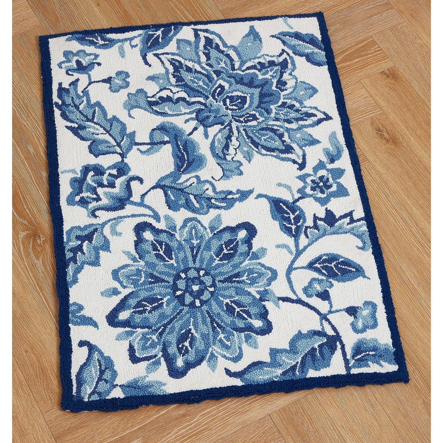 Blue Jacobean Hook Rug
