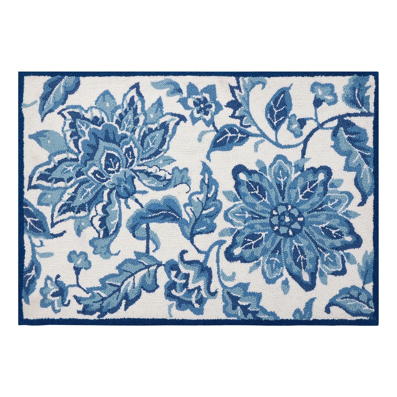 Blue Jacobean Hook Rug
