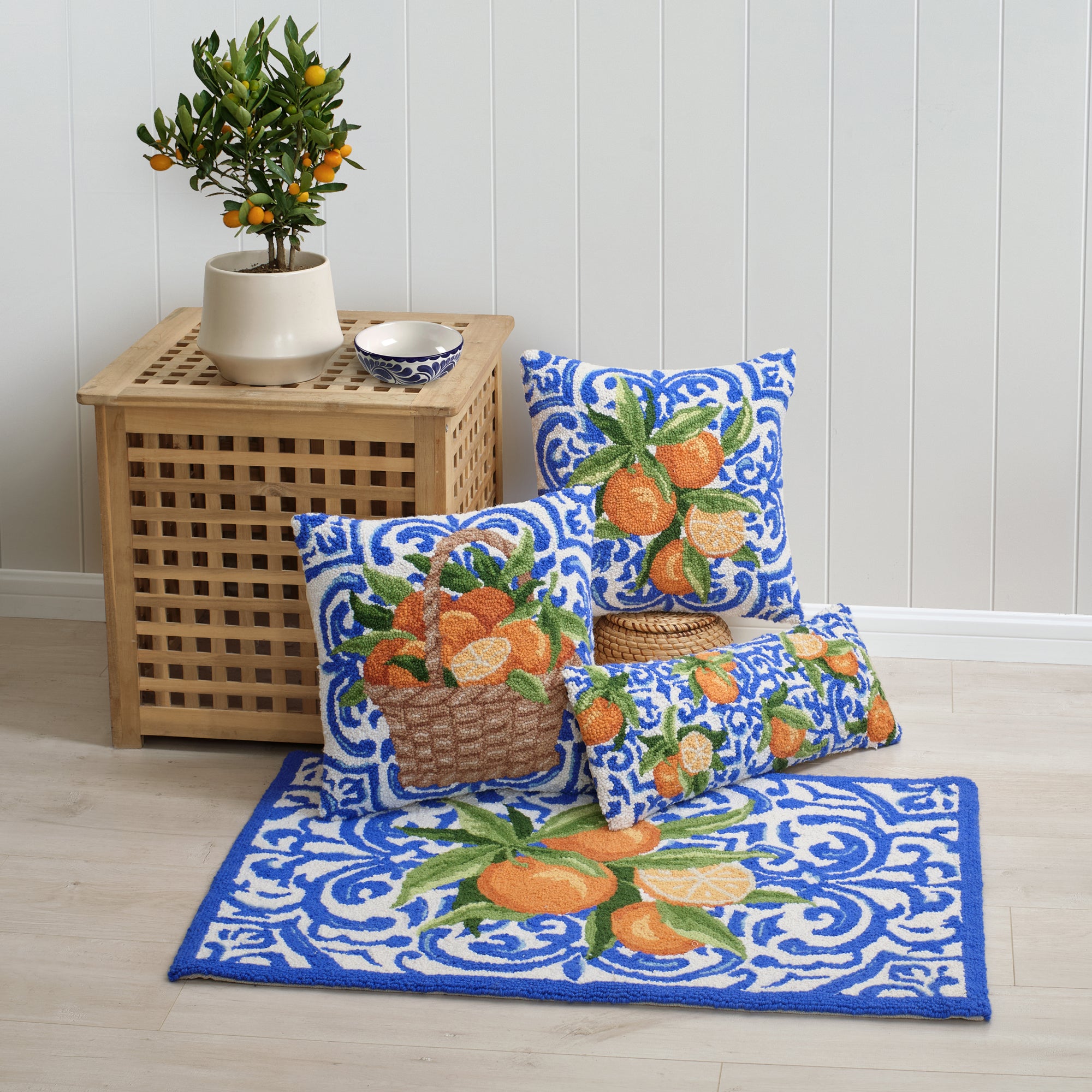 Basket of Mediterranean Oranges Hook Pillow