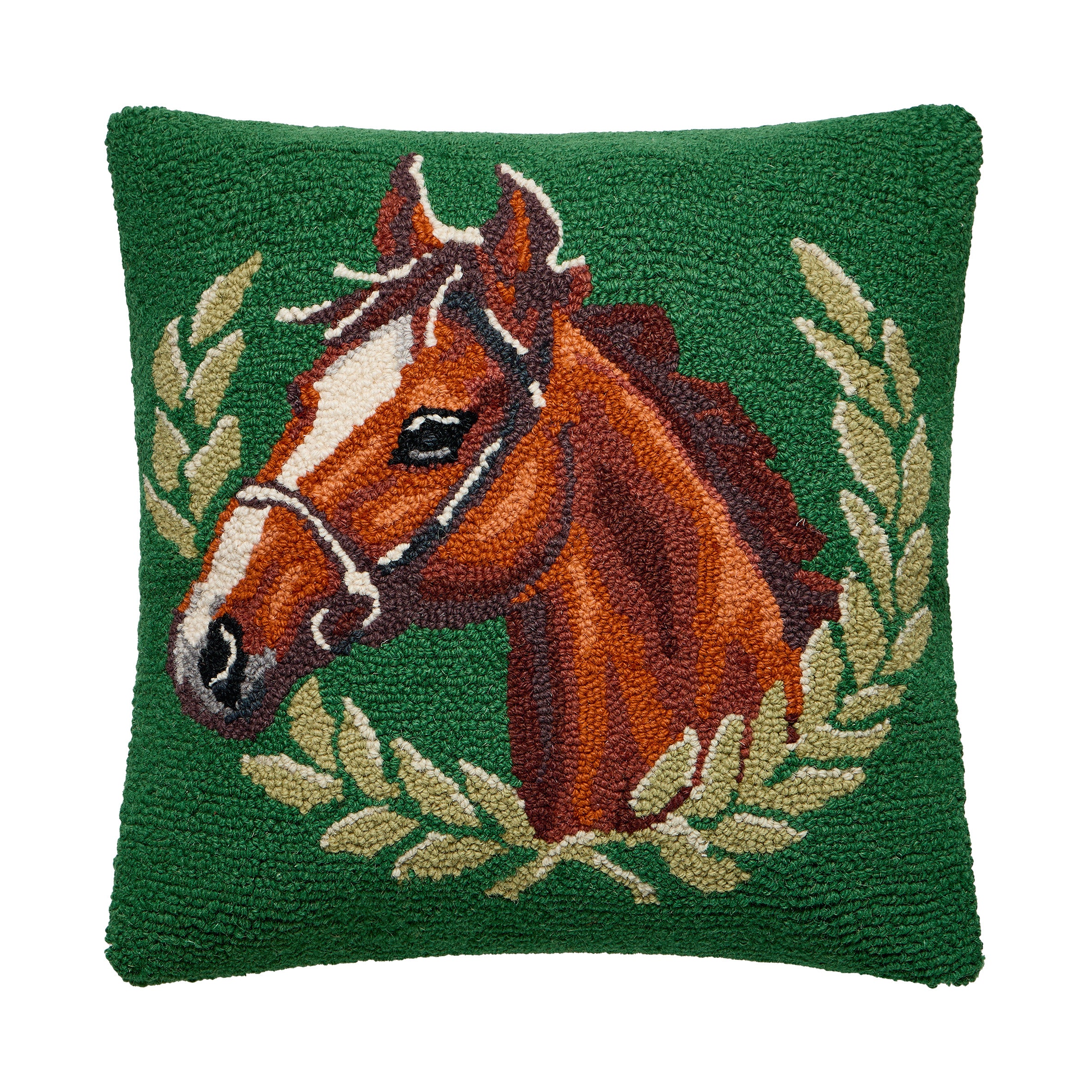 Green Polo Horse Poly Filled Hook Pillow