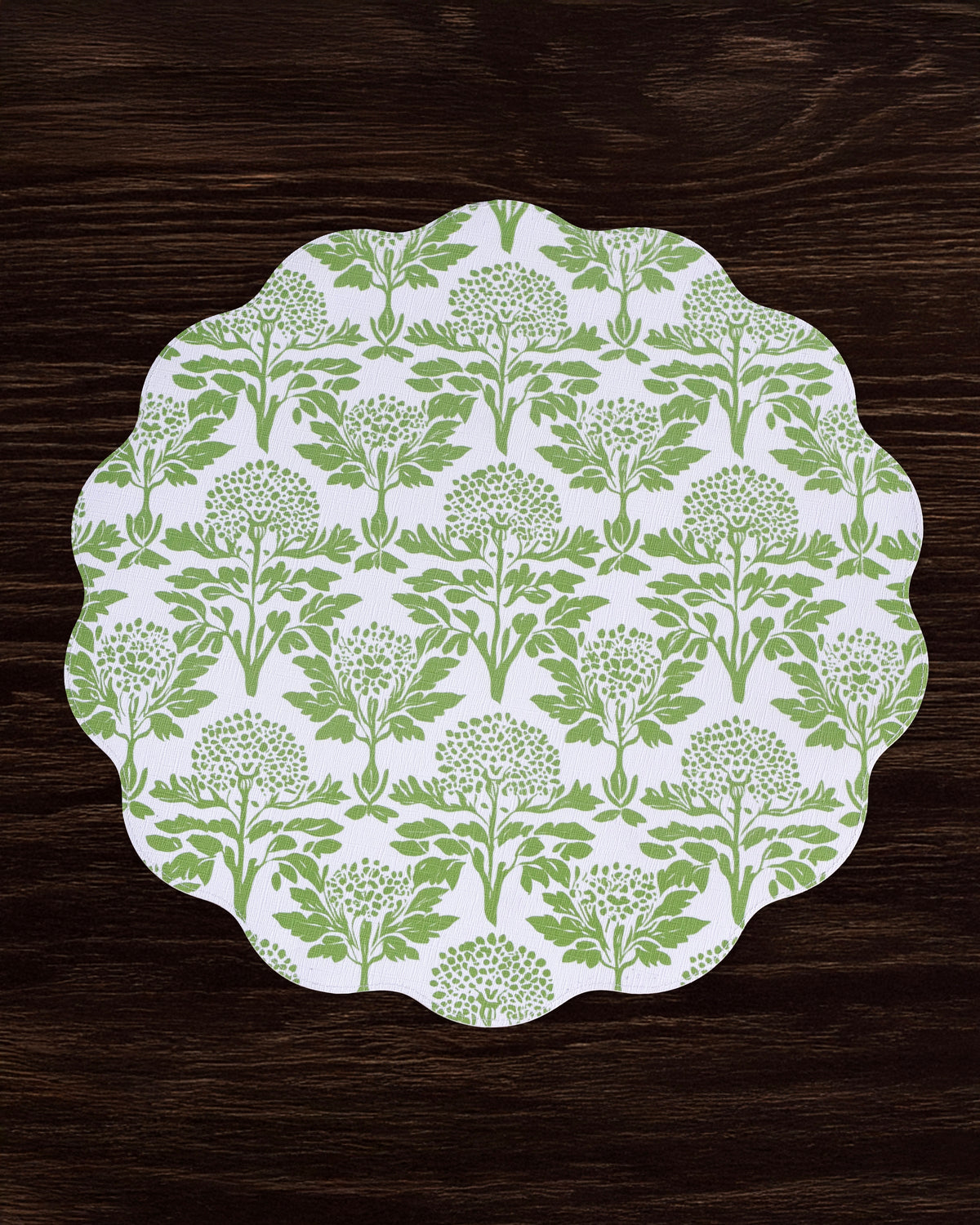 VIDA Chinoiserie Reversible Round Placemats Set of 4 (Green and White)