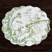 VIDA Chinoiserie Reversible Round Placemats Set of 4 (Green and White)
