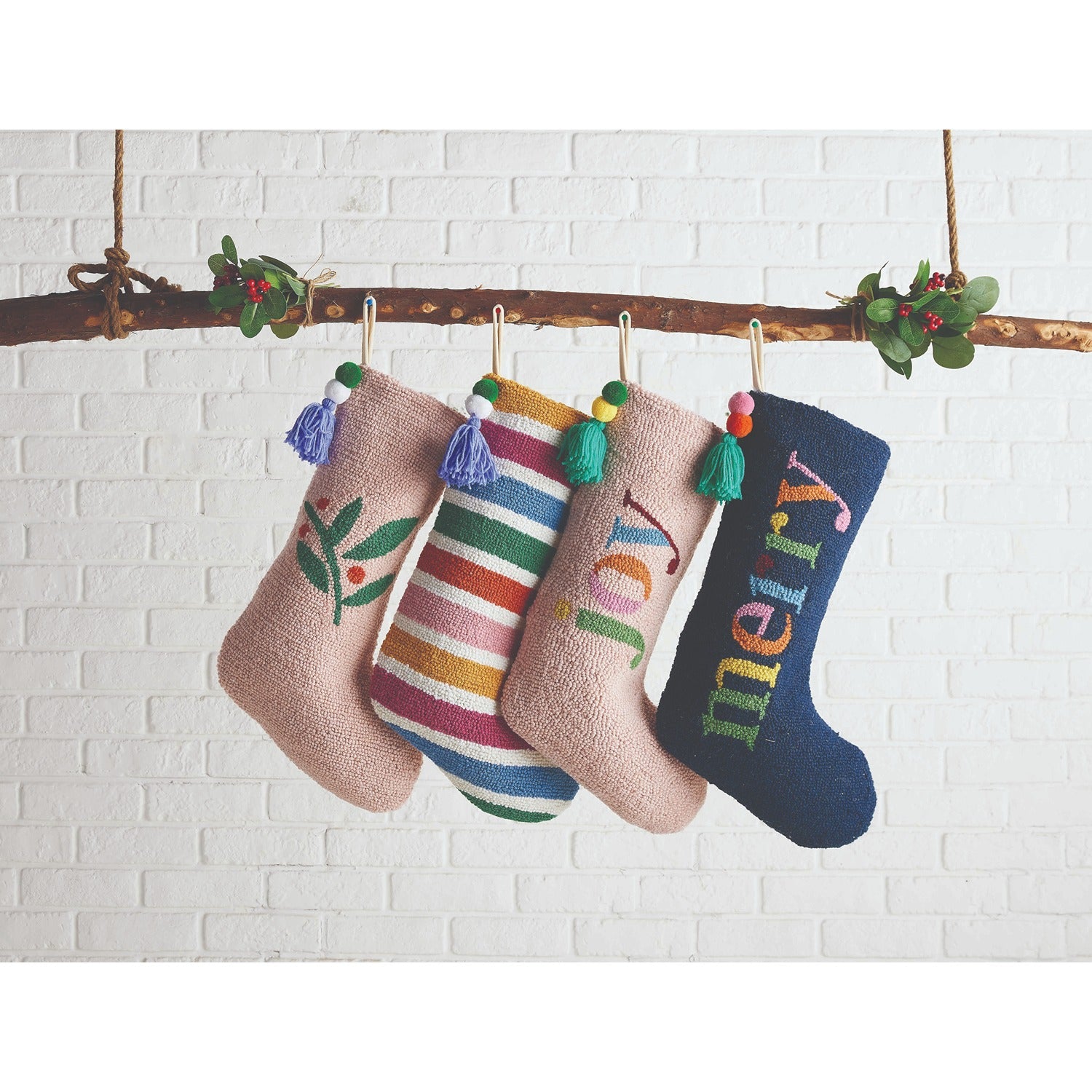 Pink Berries w/ Tassel Stocking