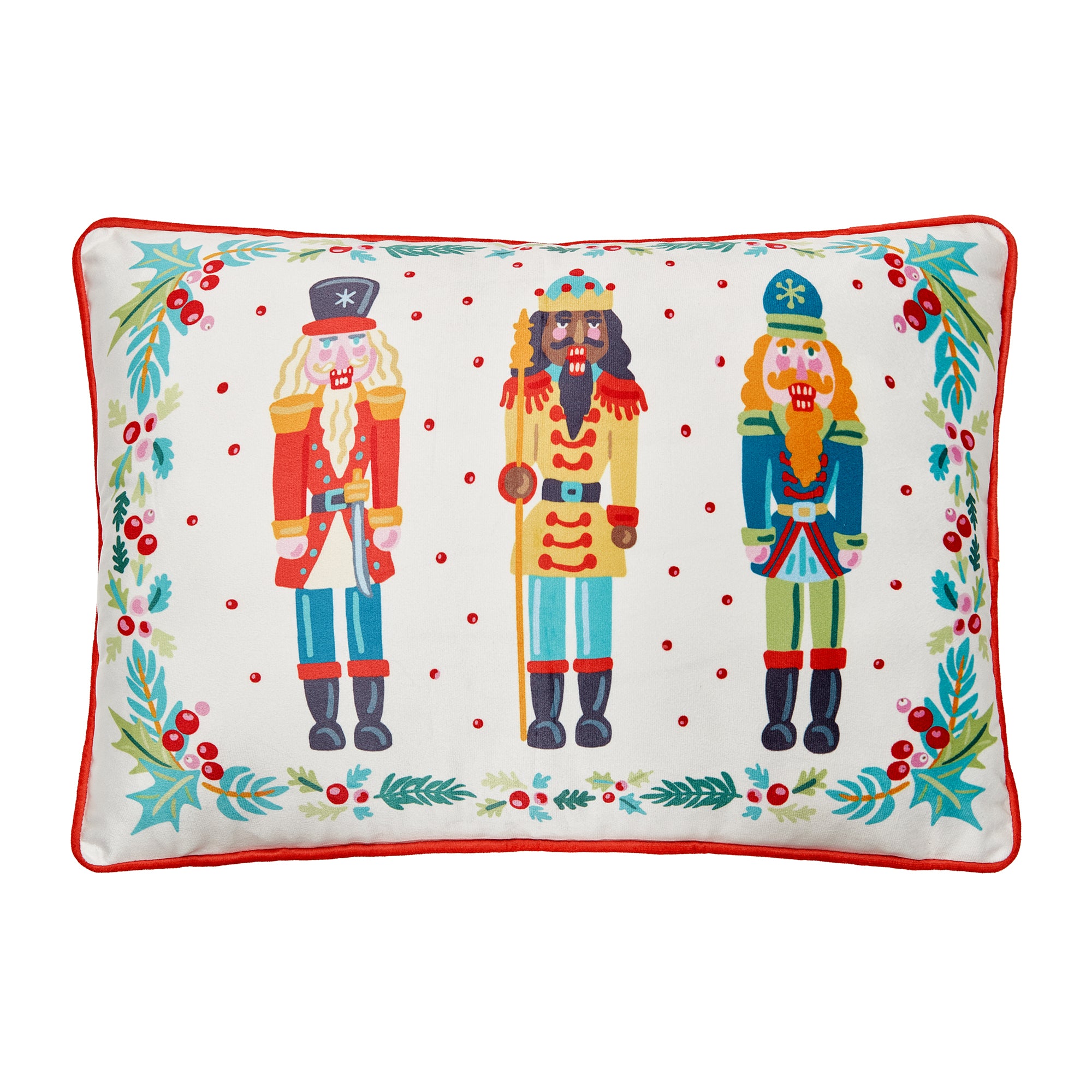 Nutcrackers Printed Velvet Holiday Pillow - Set of 2