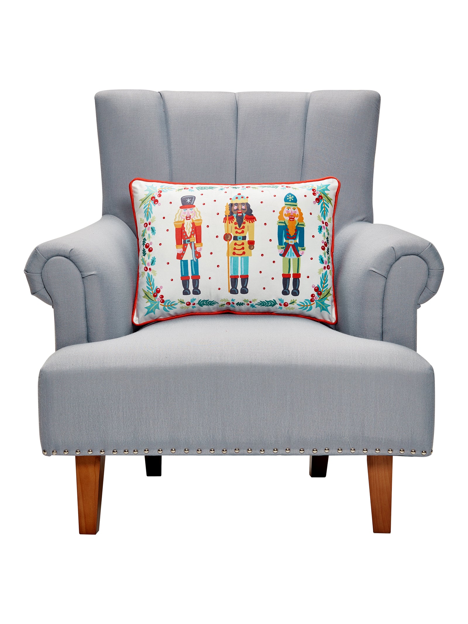 Nutcrackers Printed Velvet Holiday Pillow - Set of 2