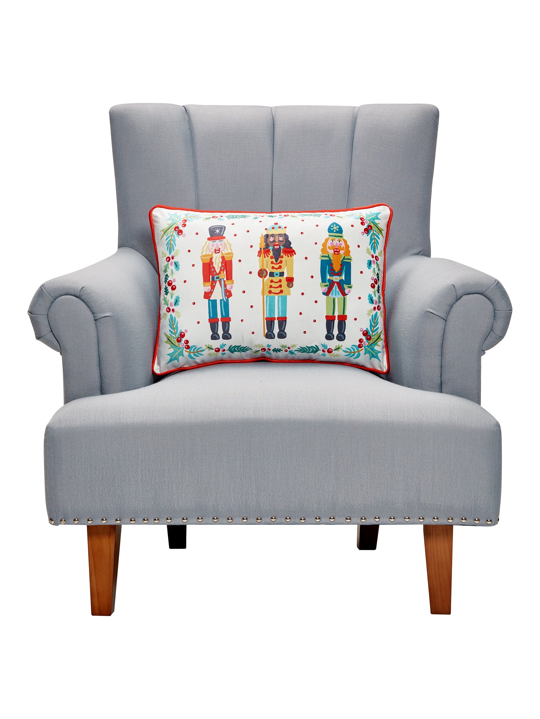 Nutcrackers Printed Velvet Holiday Pillow - Set of 2