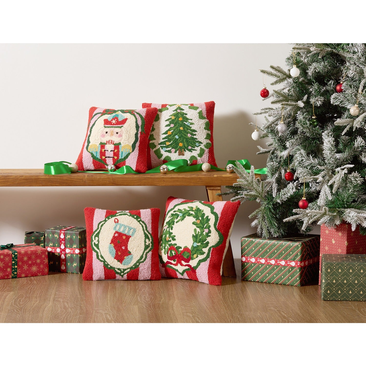 Holiday Frames Stocking Poly Filled Hook Pillow