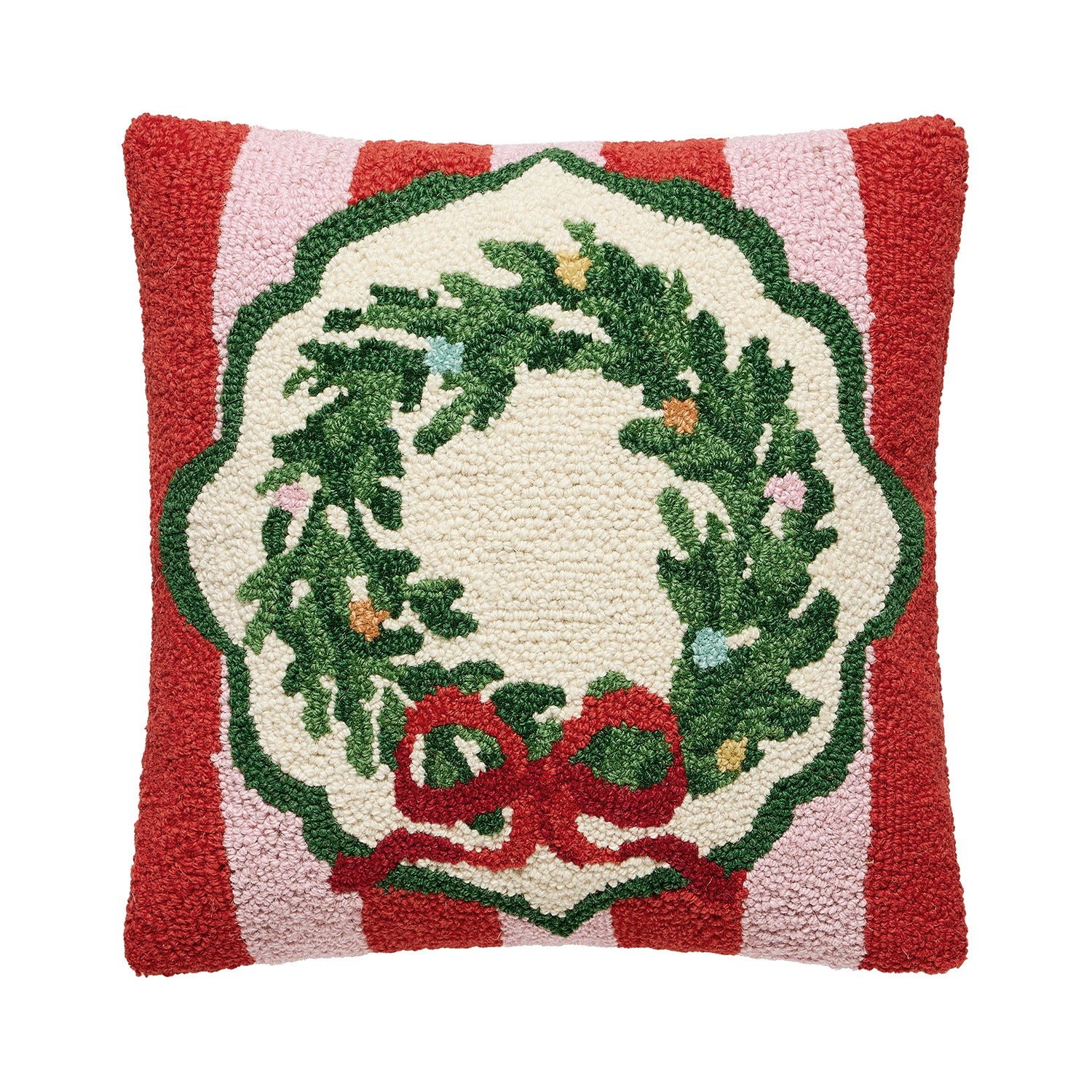 Holiday Frames Wreath Poly Filled Hook Pillow