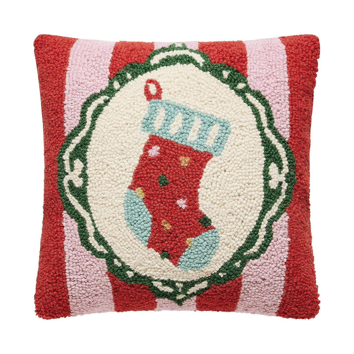 Holiday Frames Stocking Poly Filled Hook Pillow