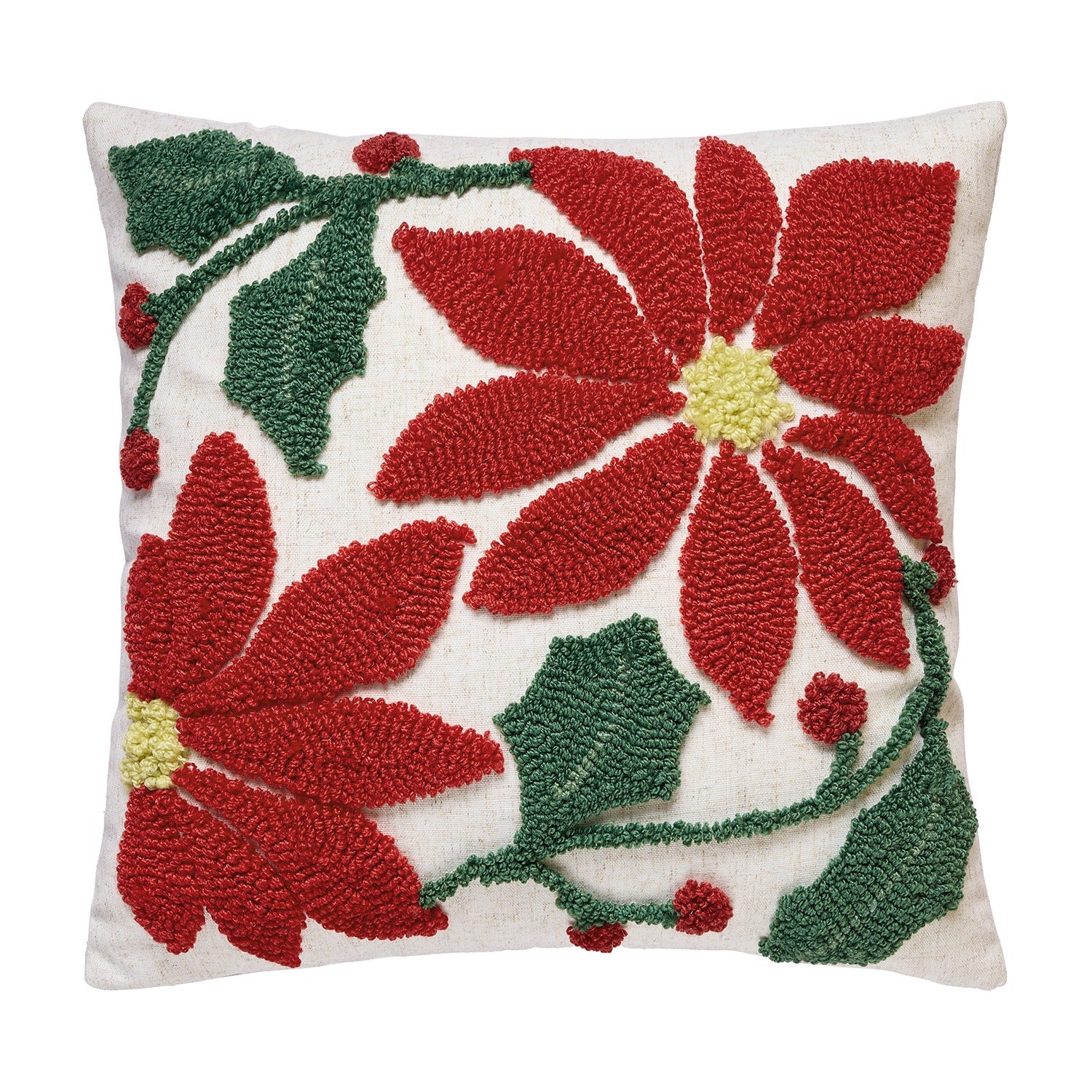 Pretty Poinsettia Tufted Hook Pillow