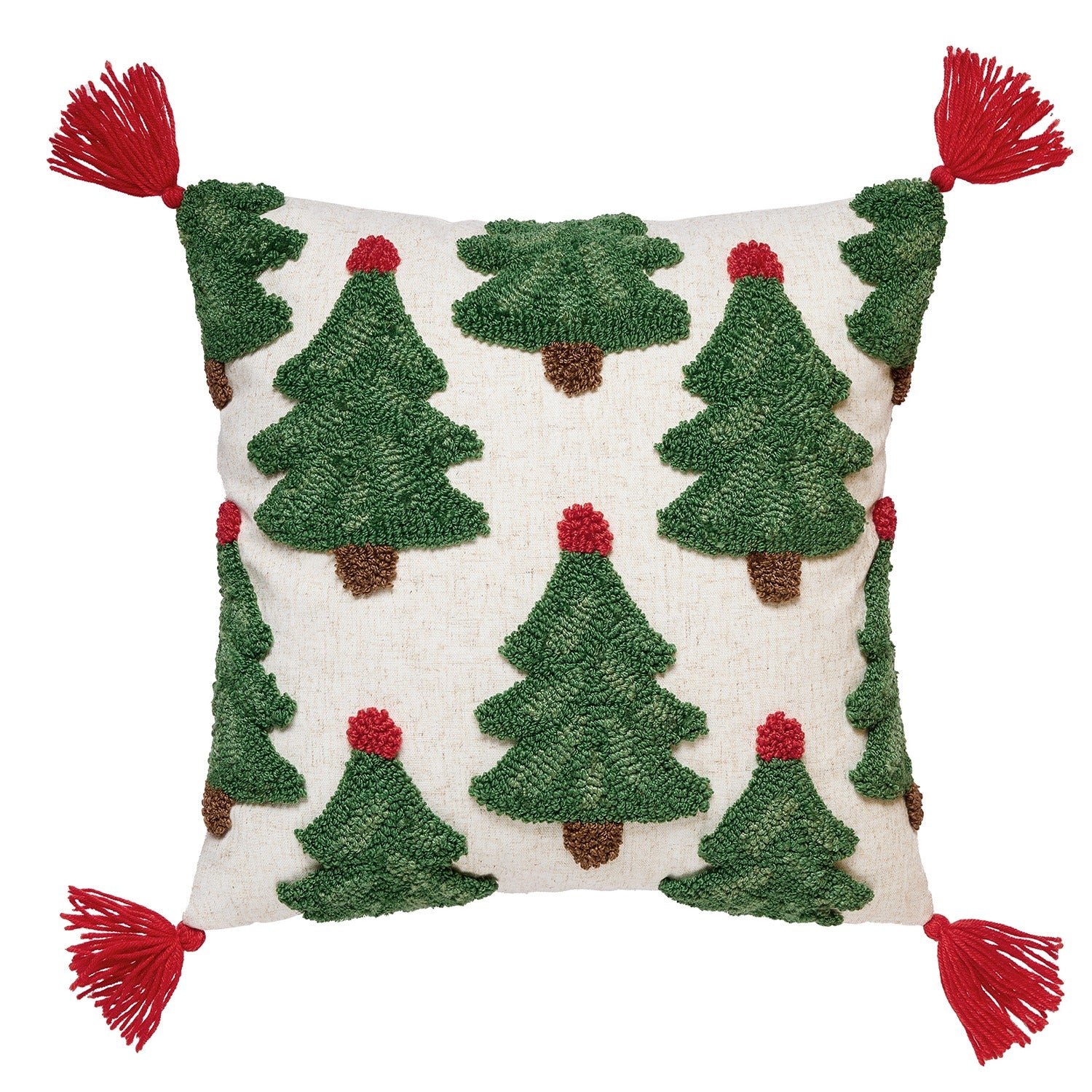 Yuletide Trees w/ Tassels Tufted Hook Pillow