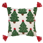 Yuletide Trees w/ Tassels Tufted Hook Pillow