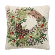 Pheasant Feather Wreath Poly Filled Hook Pillow
