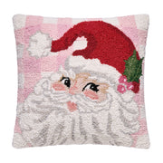 Whimsy Pink Checkered Santa Hook Pillow