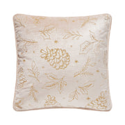 Champagne Tossed Foliage Velvet EMB Pillow
