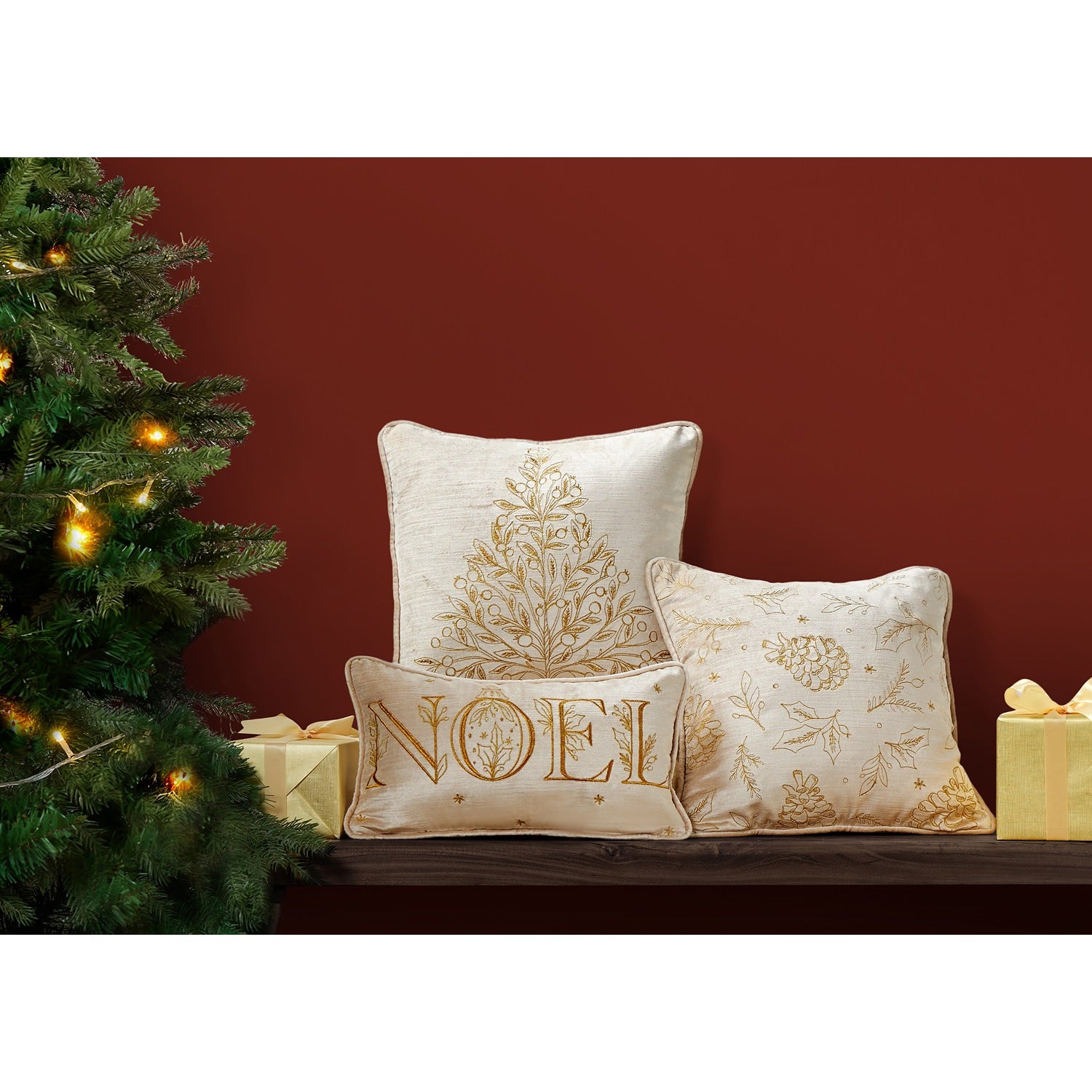 Champagne Tree Velvet EMB Pillow
