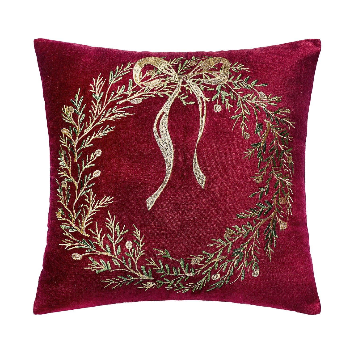 Radiant Wreath EMB Velvet Pillow