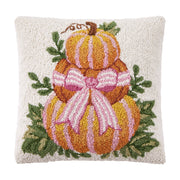 Pumpkin Stack w/ Pink Stripe Bow Hook Pillow