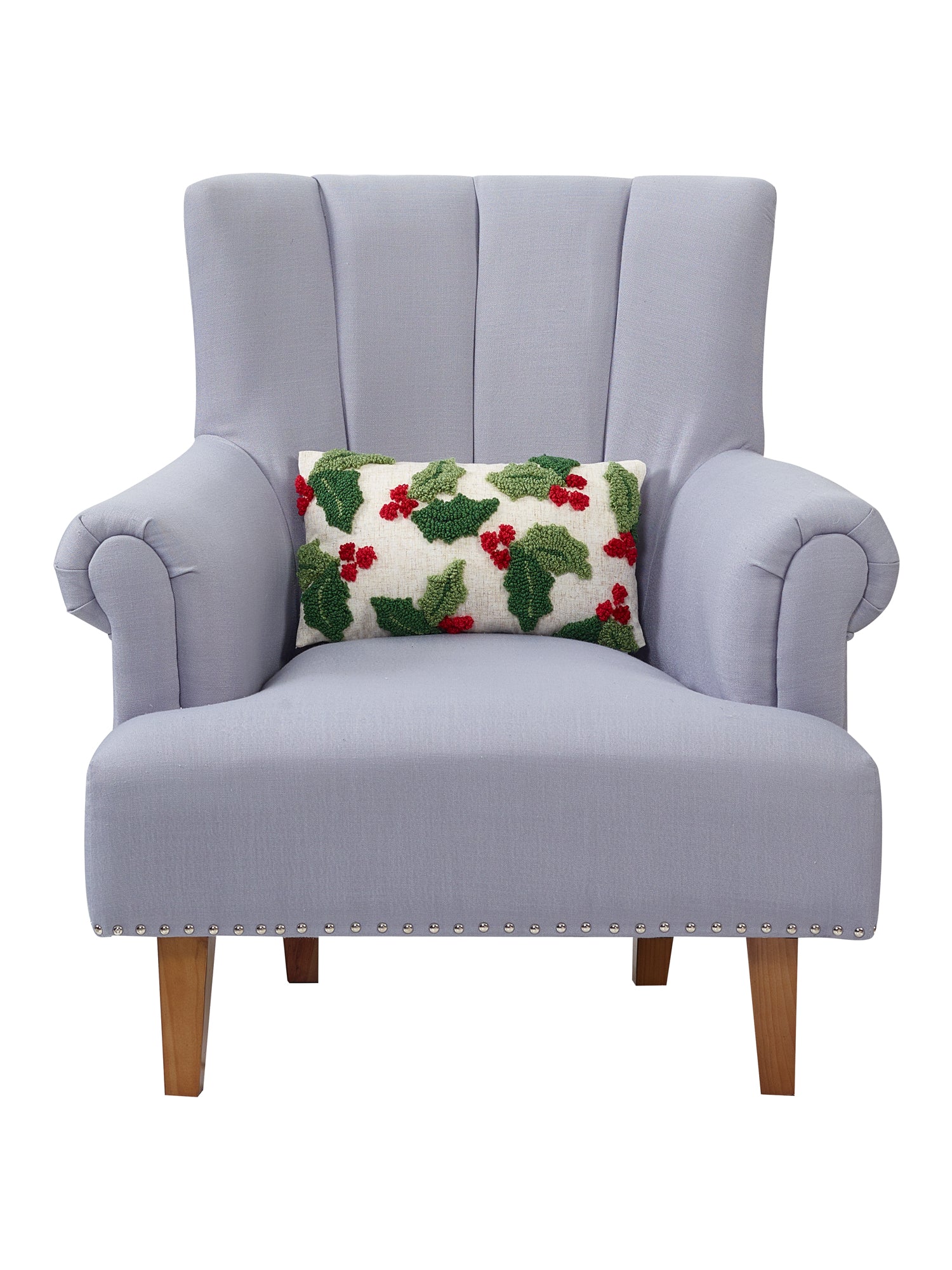 Holly w/ Berries Tufted Pillow - Set of 2