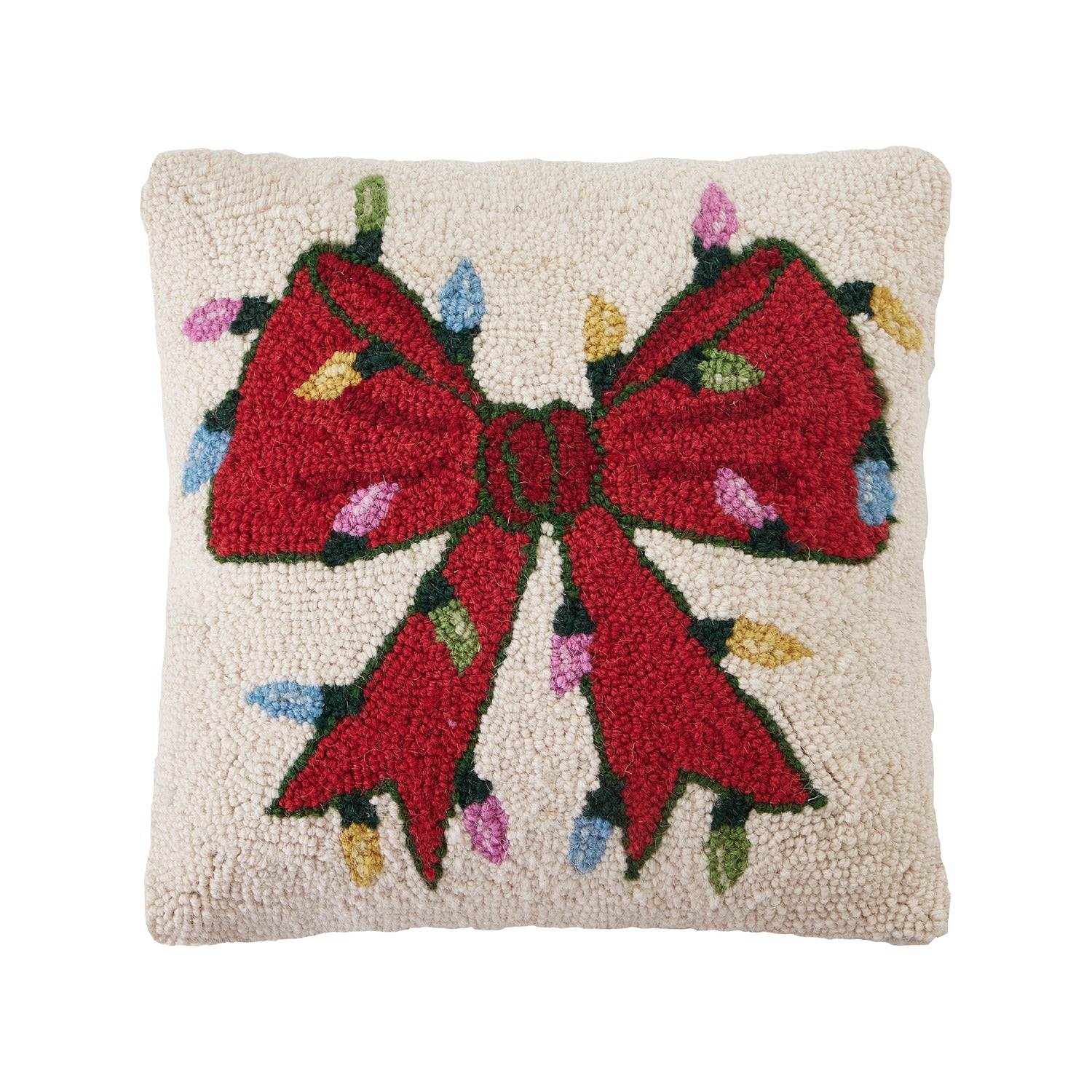 Christmas Lights Red Bow Hook Pillow