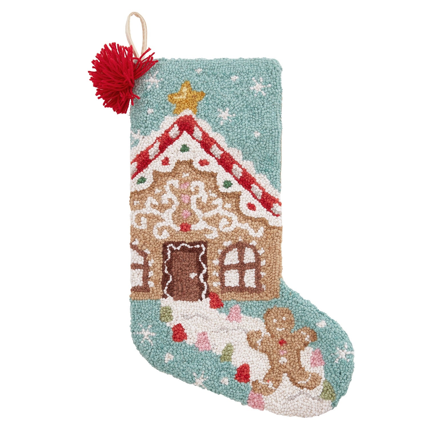 Gingerbread w/ Red Tassel Hook Stocking