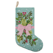 Holly Bow Hooked Holiday Stockings