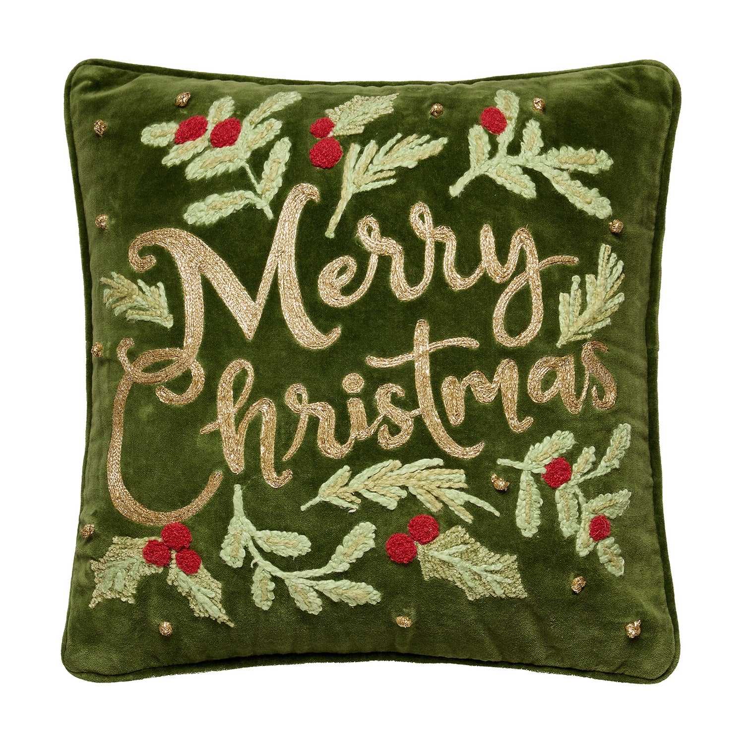 Merry Christmas Velvet EMB Pillow