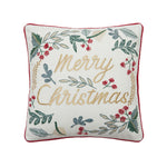 Festive Greenery Holiday EMB Pillow