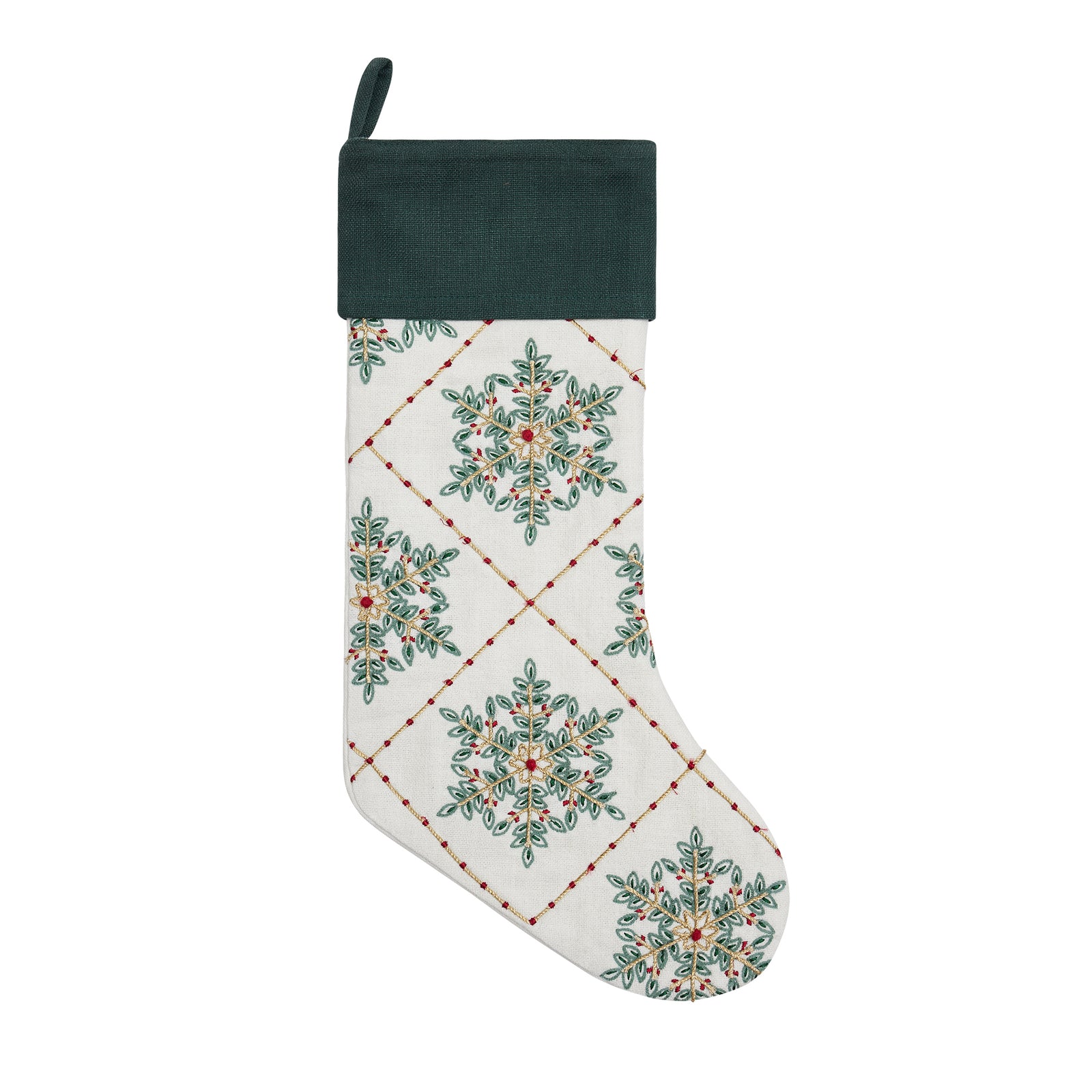 Snowflakes Festive Greenery EMB Stocking