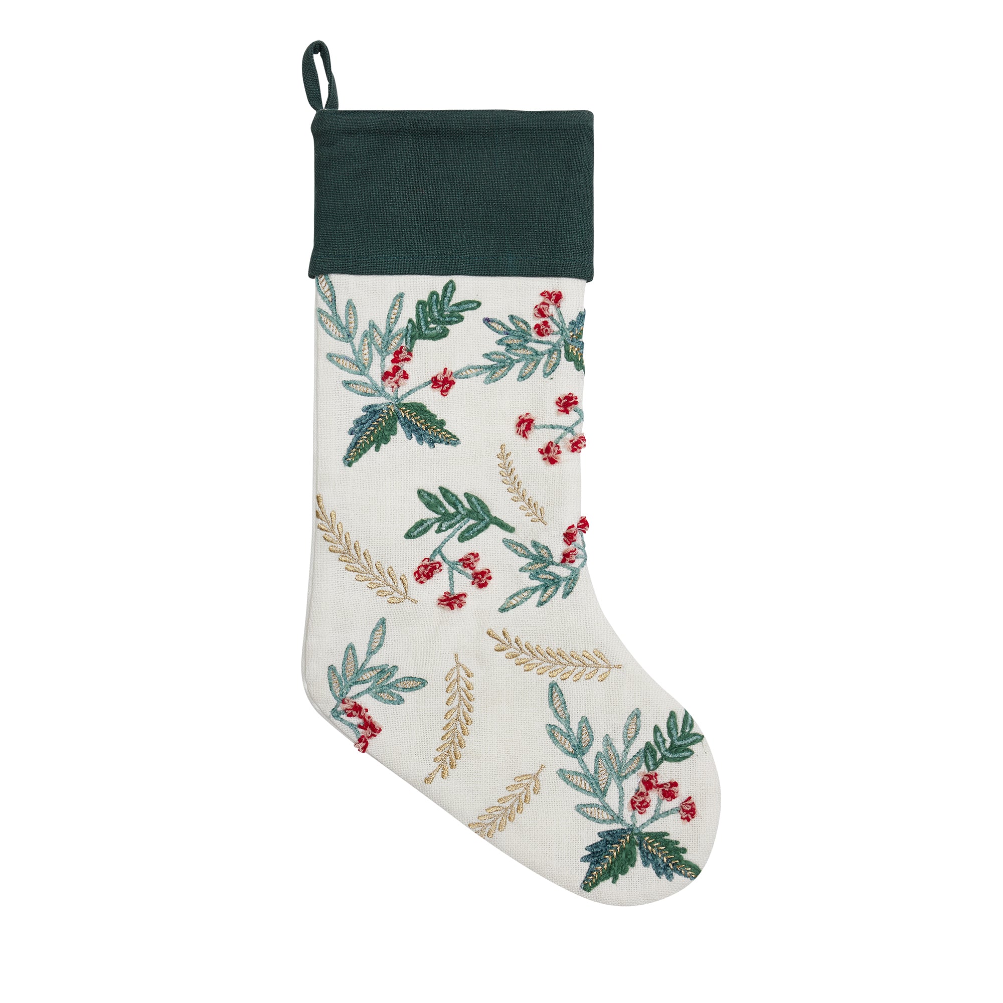 Leaves Festive Greenery EMB Stocking