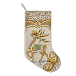 Reindeer Needlepoint Embroidered Stocking