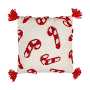 Cherry Candy Canes w/ Tassels Pillow