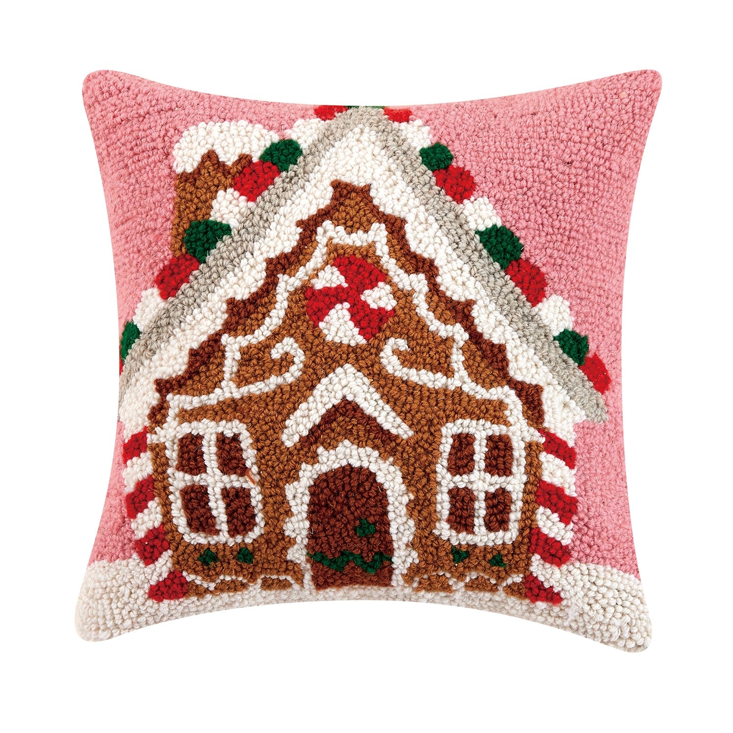 Candycane Gingerbread House Hook Pillow