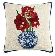 Amaryllis Holiday Chinoiserie Hook Pillow