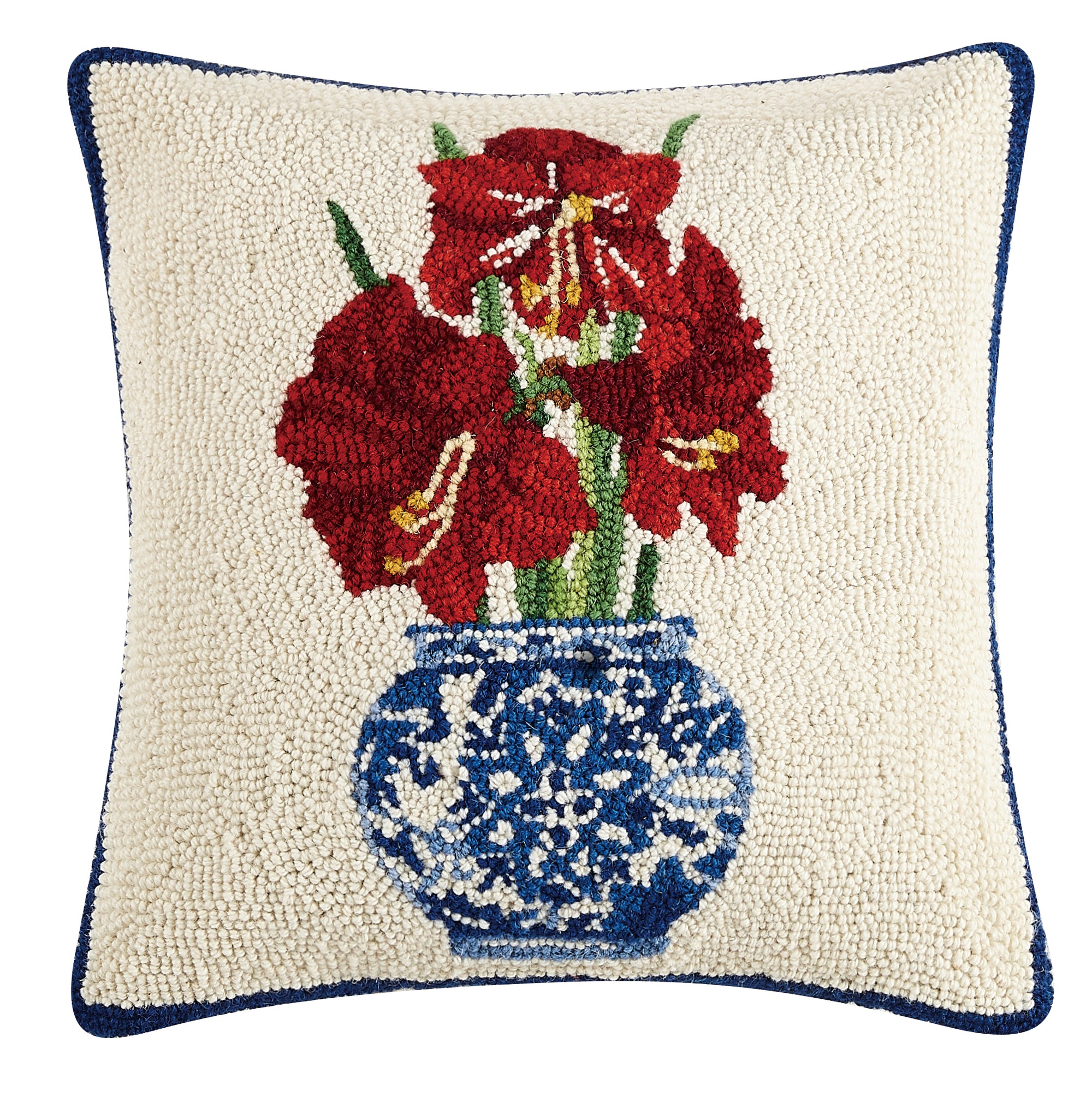 Amaryllis Holiday Chinoiserie Hook Pillow