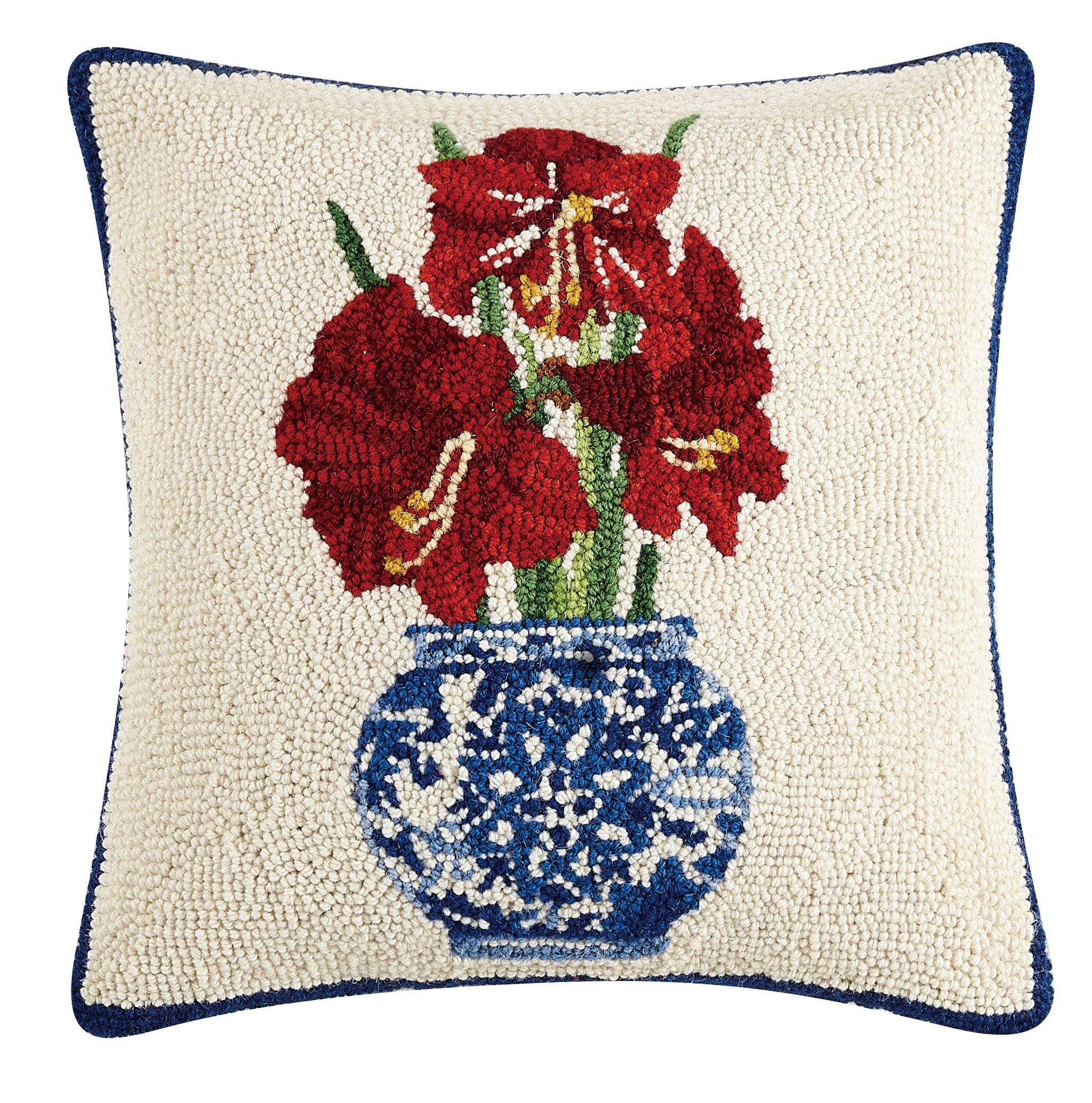 Amaryllis Holiday Chinoiserie Hook Pillow