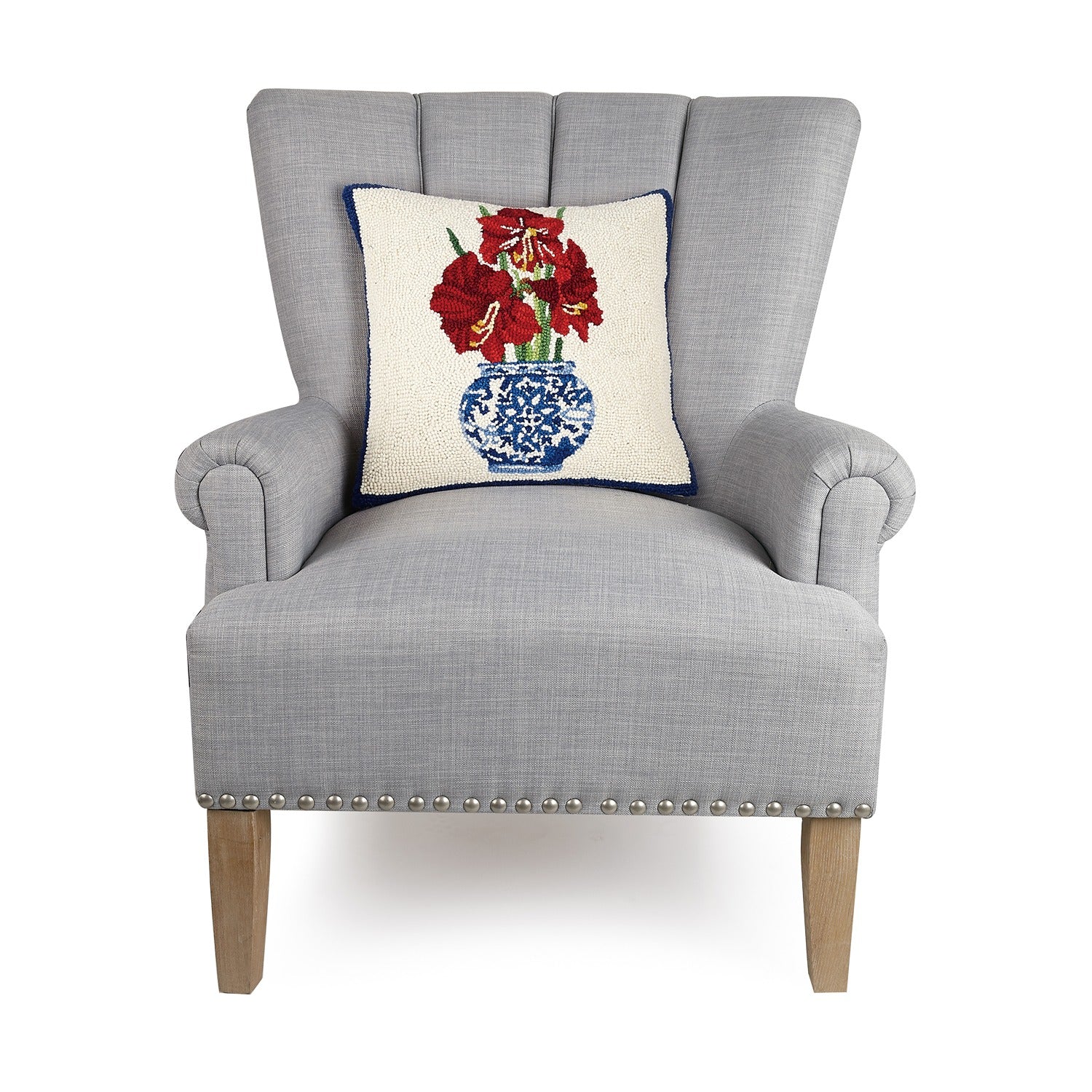 Amaryllis Holiday Chinoiserie Hook Pillow