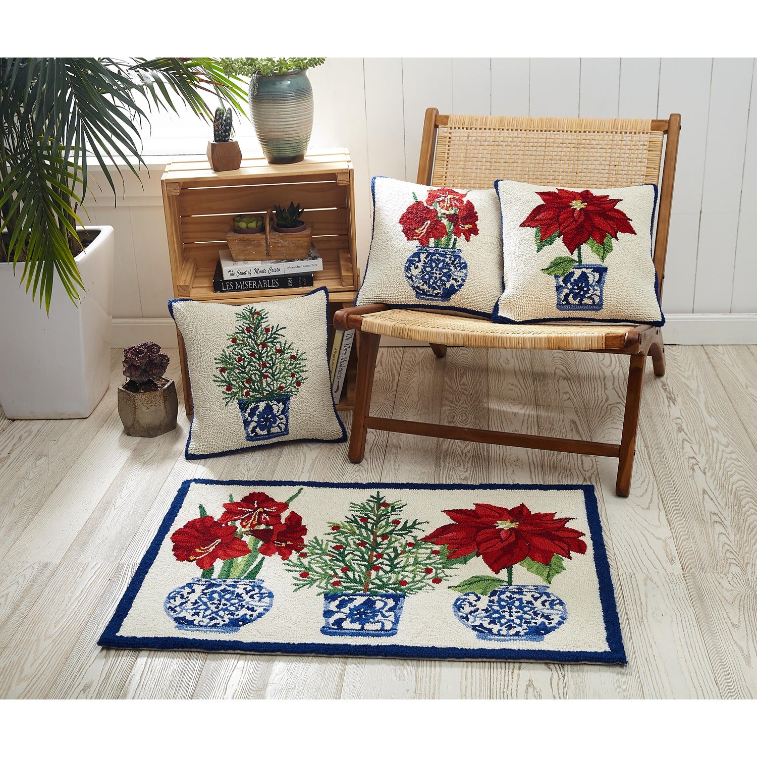 Holiday Chinoiserie Tree Poly Filled Hook Pillow