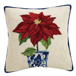 Poinsettia Holiday Chinoiserie Hook Pillow