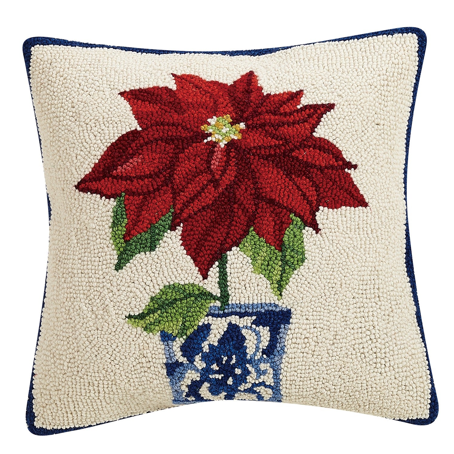 Poinsettia Holiday Chinoiserie Hook Pillow