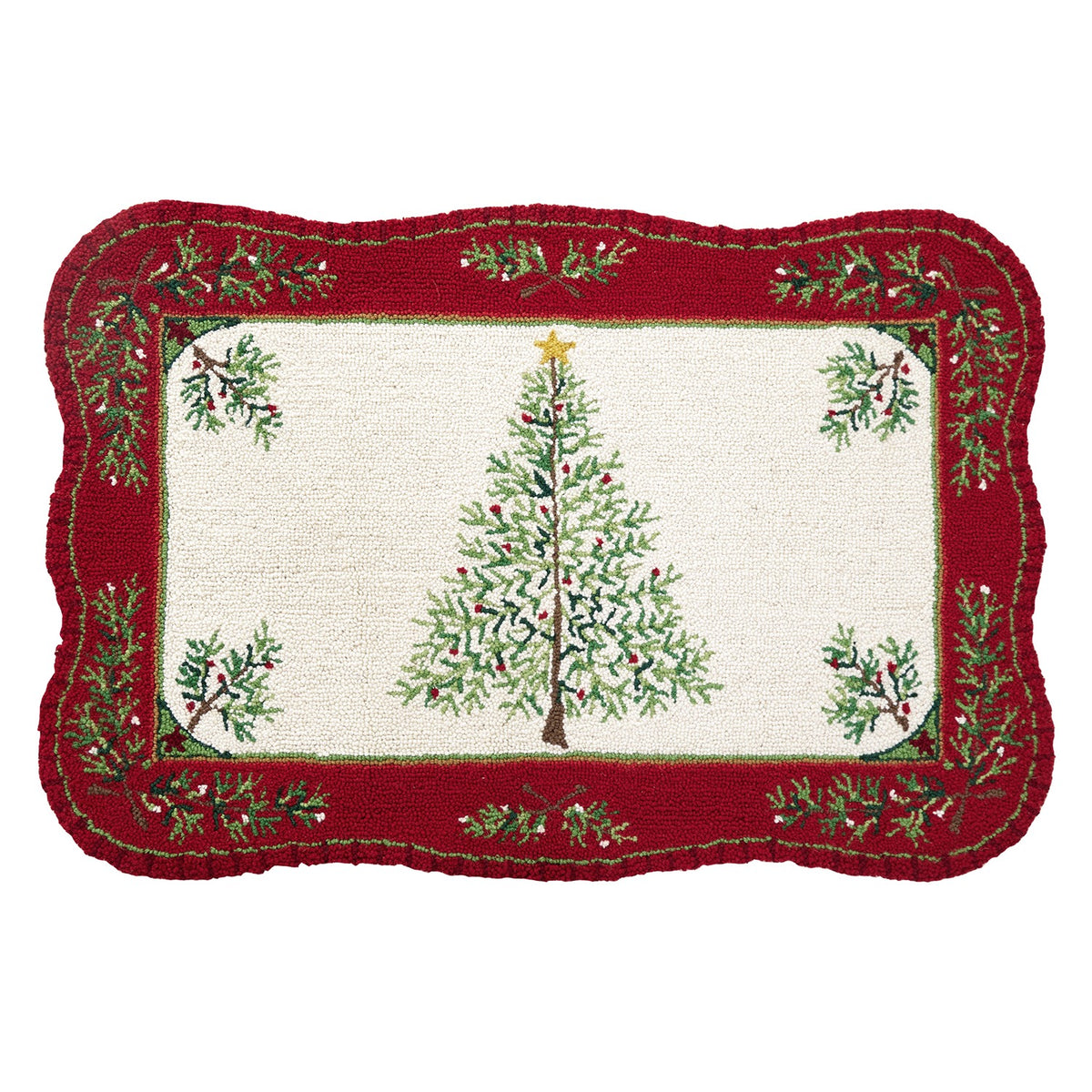 Holiday Pine Tree Hook Rug