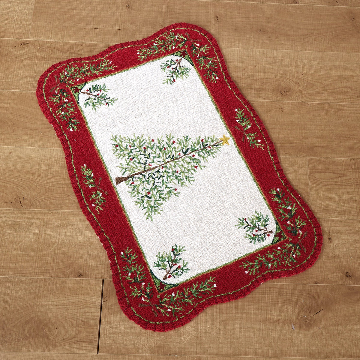 Holiday Pine Tree Hook Rug