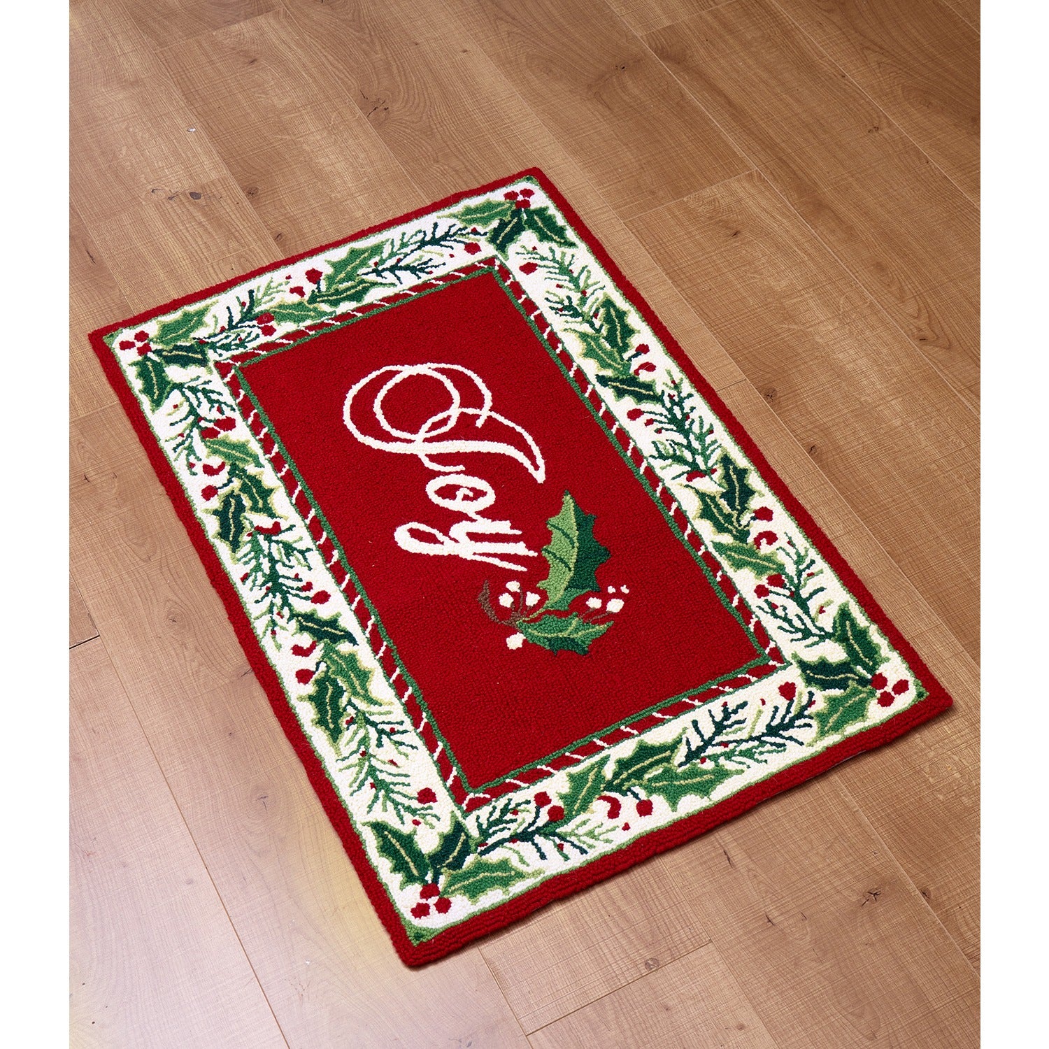 Festive Christmas Joy Hook Rug
