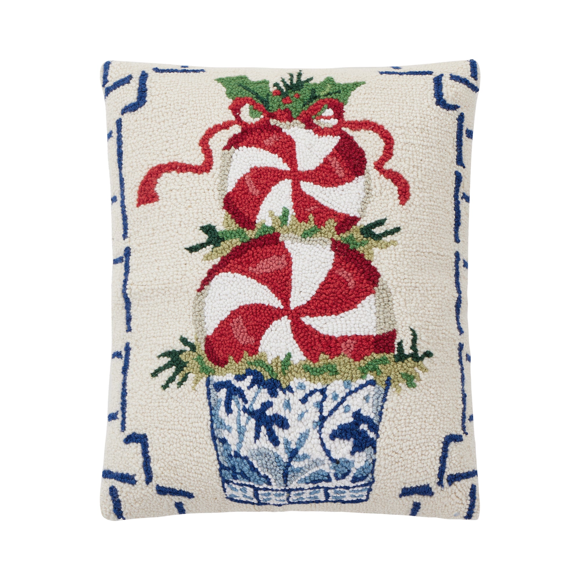 Swirl Candy Holiday Chinoiserie Hook Pillow