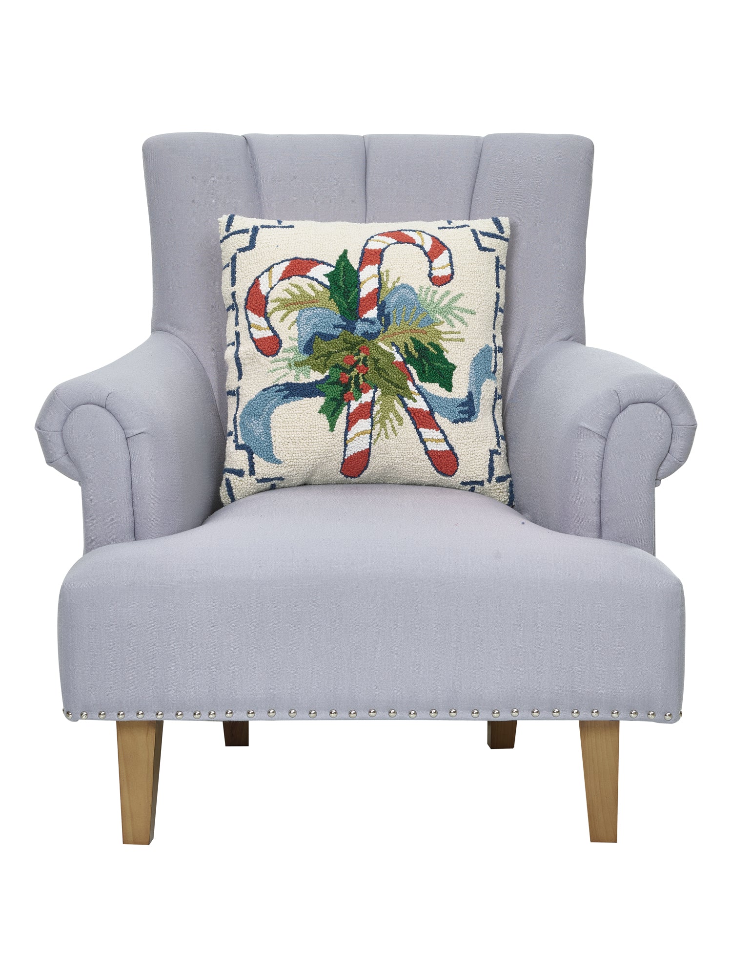 Candy Cane Holiday Chinoiserie Hook Pillow