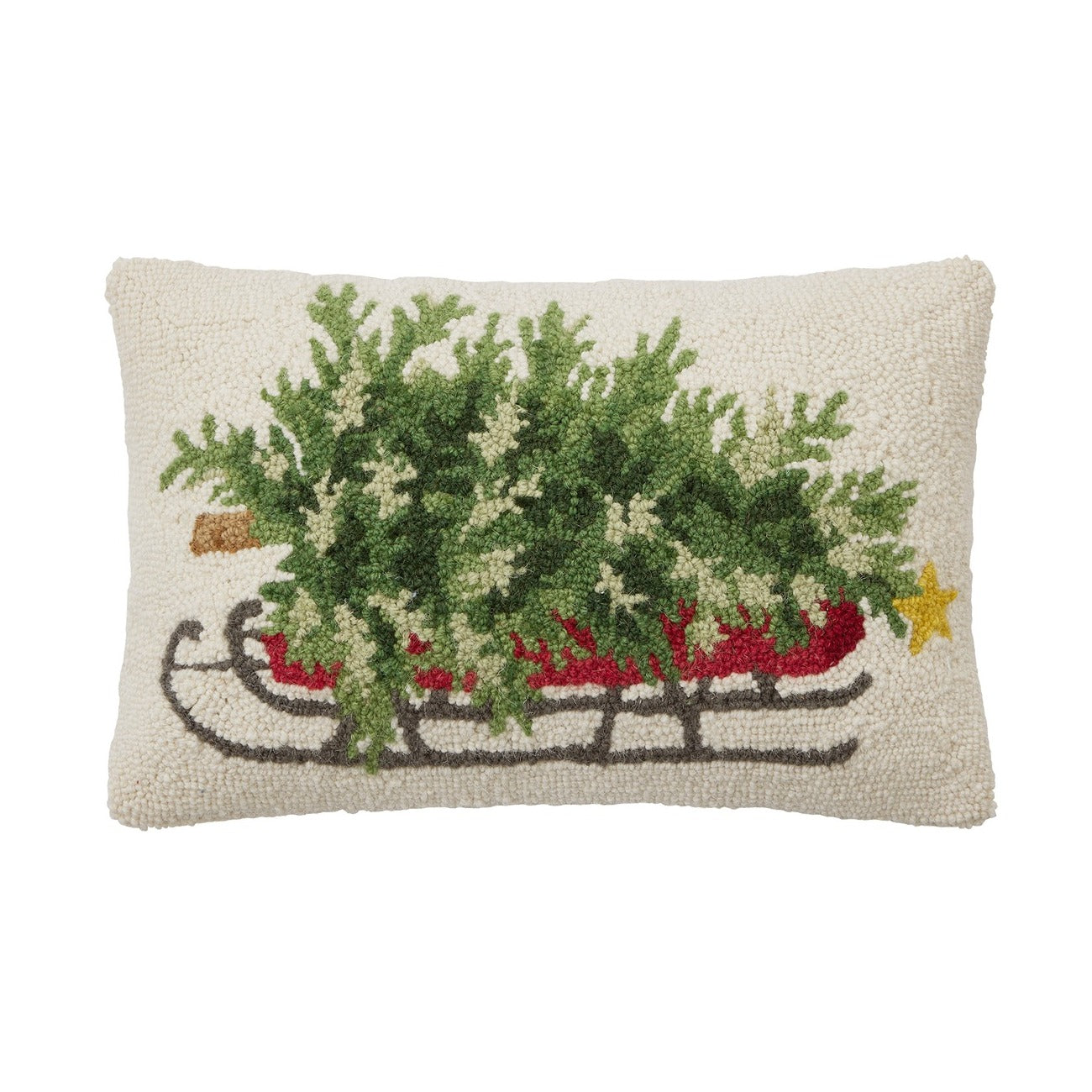 X-mas Tree on Sled Hook Pillow