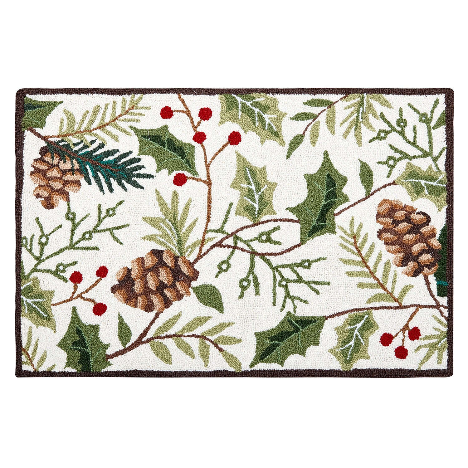 Pinecone Holiday Foliage Hook Rug